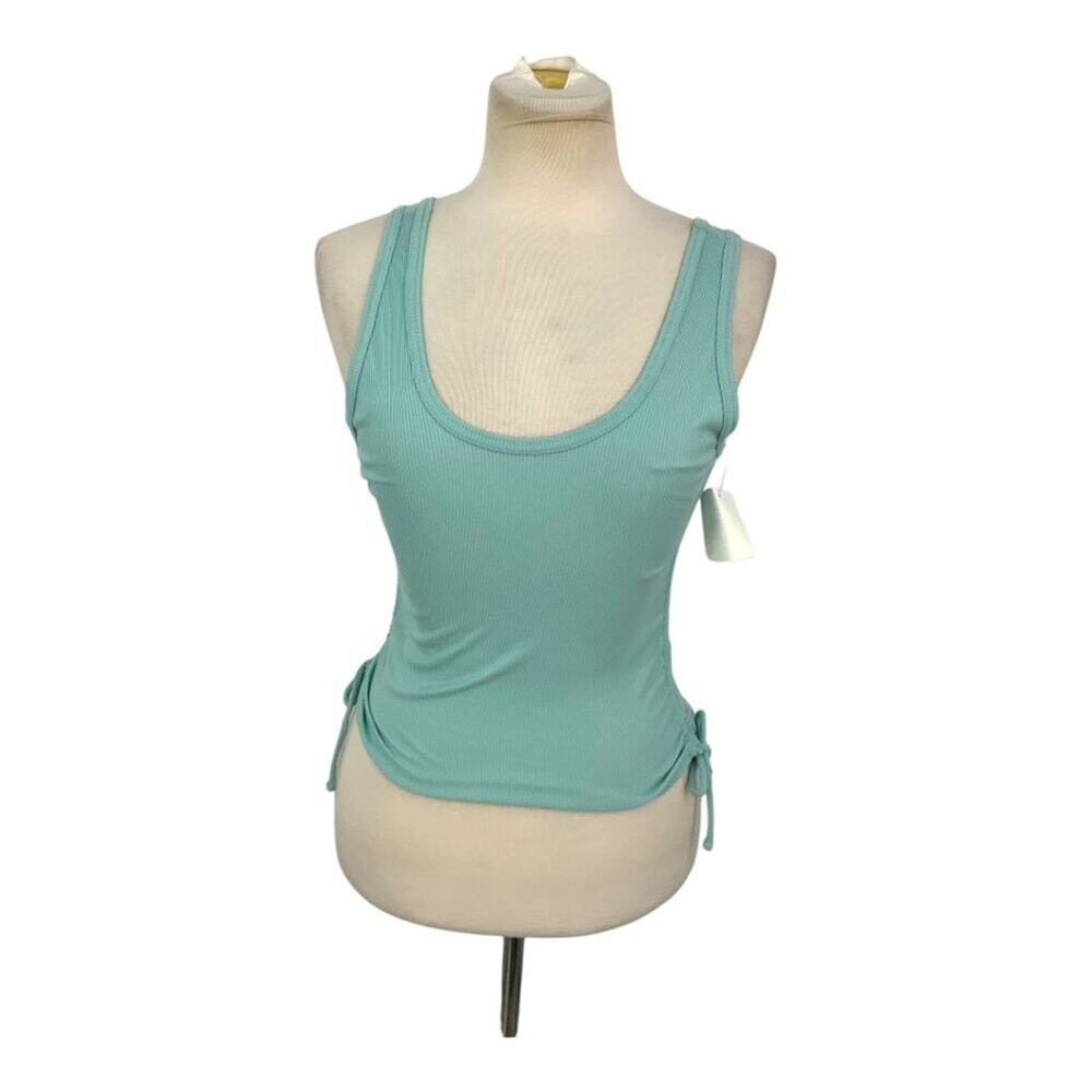 Freshman Rib Knit Side Cinch Tank Top Blue Size Small NWOT